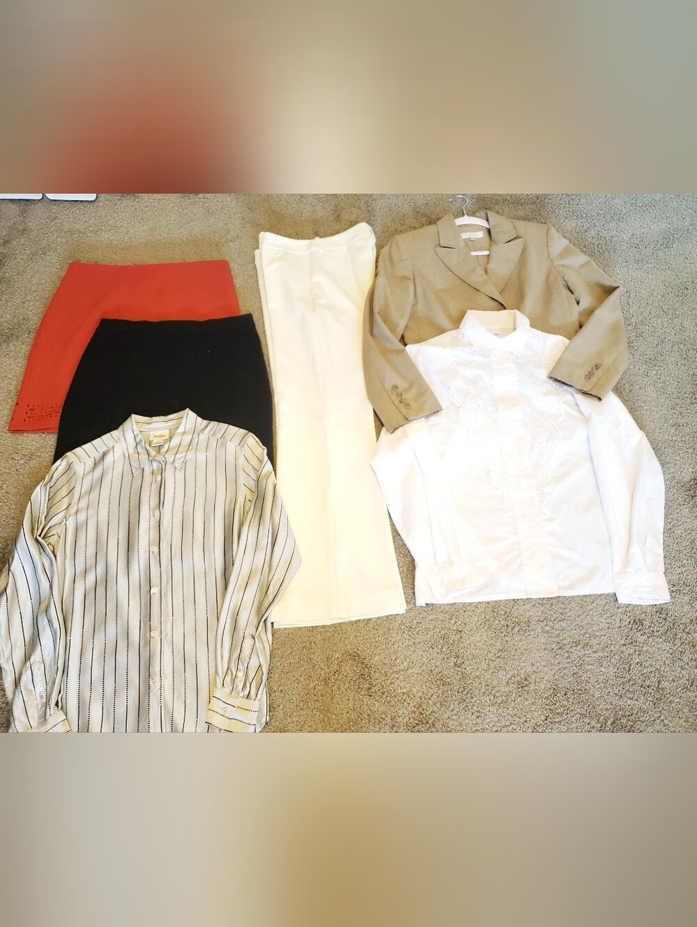 Lot X 6 Office Work Blouses Blazer Pants Button Up Shirts Pencil Skirt Bundle